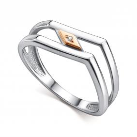Серебряное кольцо Алькор с золотой накладкой и бриллиантом 01-4867/000Б-00 01-4867/000Б-00 фото
