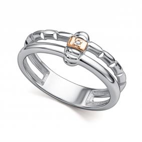 Серебряное кольцо Алькор с золотой накладкой и бриллиантом 01-4869/000Б-00 01-4869/000Б-00 фото