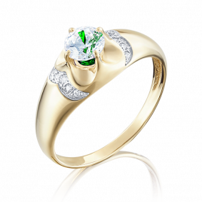 Кольцо из лимонного золота Platina 01-4897-00-504-1130-38 с фианитом 01-4897-00-504-1130-38 фото