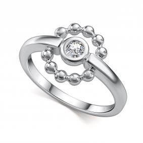 Серебряное кольцо АЛЬКОР 01-4908/00СВ-00 с фианитом 01-4908/00СВ-00 фото