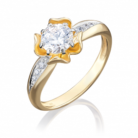 Кольцо из лимонного золота Platina 01-4910-00-501-1130-38 с фианитом 01-4910-00-501-1130-38 фото