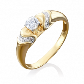 Кольцо из комбинированного золота Platina 01-4930-00-501-1121-38 с фианитом 01-4930-00-501-1121-38 фото