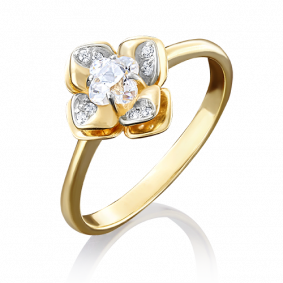 Кольцо из лимонного золота Platina 01-4931-00-501-1130-38 с фианитом 01-4931-00-501-1130-38 фото