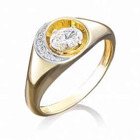 Кольцо из лимонного золота Platina 01-4933-00-501-1130-38 с фианитом 01-4933-00-501-1130-38 фото