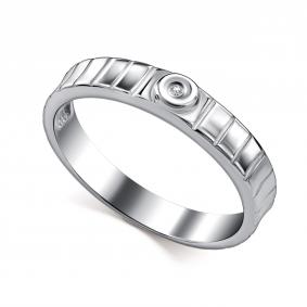 Серебряное кольцо АЛЬКОР 01-4936/000Б-00 с бриллиантом 01-4936/000Б-00 фото
