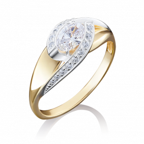 Кольцо из комбинированного золота Platina 01-4937-00-501-1121-38 с фианитом 01-4937-00-501-1121-38 фото