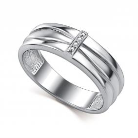 Серебряное кольцо АЛЬКОР 01-4937/000Б-00 с бриллиантом 01-4937/000Б-00 фото