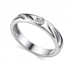 Серебряное кольцо АЛЬКОР 01-4938/000Б-00 с бриллиантом 01-4938/000Б-00 фото