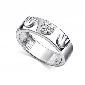 Серебряное кольцо АЛЬКОР 01-4945/00КЦ-00 с фианитом 01-4945/00КЦ-00 фото