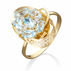 Кольцо из лимонного золота Platina 01-4964-00-207-1130-46 с топазом и фианитом 01-4964-00-207-1130-46 фото