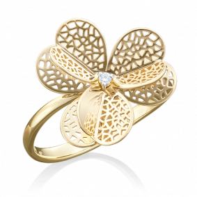 Кольцо из лимонного золота Platina 01-5003-00-401-1130-48 с фианитом 01-5003-00-401-1130-48 фото