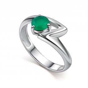 Серебряное кольцо АЛЬКОР 01-5014/00АГ-00 с агатом 01-5014/00АГ-00 фото