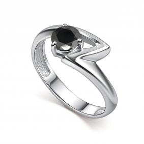 Серебряное кольцо АЛЬКОР 01-5014/00ОН-00 с ониксом 01-5014/00ОН-00 фото