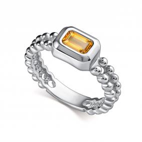 Серебряное кольцо АЛЬКОР 01-5028/00ЦТ-00 с цитрином 01-5028/00ЦТ-00 фото