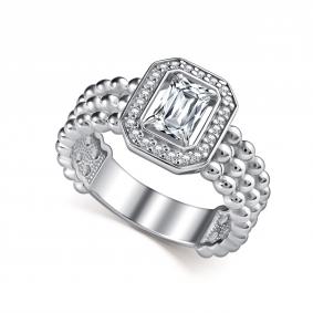 Серебряное кольцо АЛЬКОР 01-5029/00ГХ-00 с фианитом и горным хрусталём 01-5029/00ГХ-00 фото