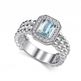 Серебряное кольцо АЛЬКОР 01-5029/00ТБ-00 с топазом и фианитом 01-5029/00ТБ-00 фото