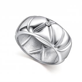 Серебряное кольцо АЛЬКОР 01-5048/000Б-00 с бриллиантом 01-5048/000Б-00 фото