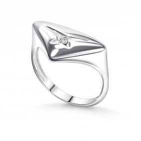 Серебряное кольцо АЛЬКОР 01-5049/000Б-00 с бриллиантом 01-5049/000Б-00 фото