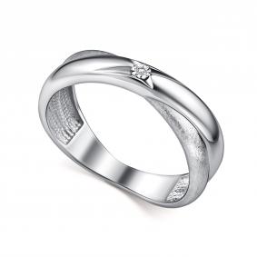 Серебряное кольцо АЛЬКОР 01-5050/000Б-00 с бриллиантом 01-5050/000Б-00 фото
