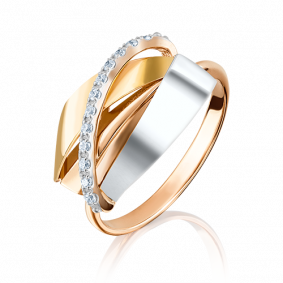 Кольцо из комбинированного золота Platina 01-5092-00-401-1140-03 с фианитом 01-5092-00-401-1140-03 фото