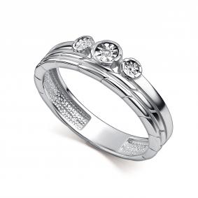 Серебряное кольцо АЛЬКОР 01-5107/000Б-00 с бриллиантом 01-5107/000Б-00 фото