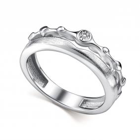 Серебряное кольцо АЛЬКОР 01-5110/000Б-00 с бриллиантом 01-5110/000Б-00 фото