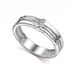 Серебряное кольцо АЛЬКОР 01-5112/000Б-00 с бриллиантом 01-5112/000Б-00 фото
