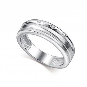 Серебряное кольцо АЛЬКОР 01-5113/000Б-00 с бриллиантом 01-5113/000Б-00 фото
