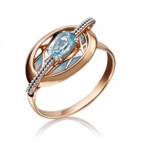 Золотое кольцо Platina 01-5141-00-201-1110-57 с топазом и эмалью 01-5141-00-201-1110-57 фото