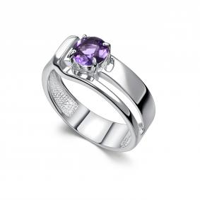 Серебряное кольцо АЛЬКОР 01-5151/00АМ-00 с аметистом 01-5151/00АМ-00 фото