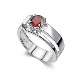 Серебряное кольцо АЛЬКОР 01-5151/00ГР-00 с гранатом 01-5151/00ГР-00 фото