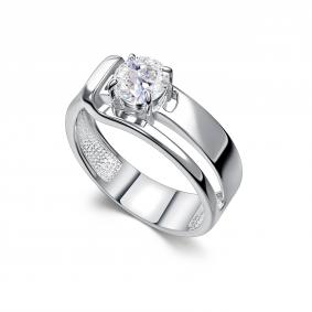 Серебряное кольцо АЛЬКОР 01-5151/00ГХ-00 с горным хрусталём 01-5151/00ГХ-00 фото