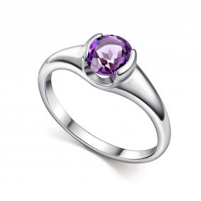 Серебряное кольцо АЛЬКОР 01-5152/00АМ-00 с аметистом 01-5152/00АМ-00 фото