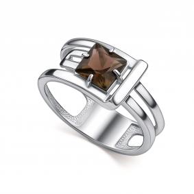 Серебряное кольцо АЛЬКОР 01-5153/00РТ-00 с раухтопазом 01-5153/00РТ-00 фото