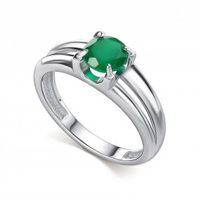 Серебряное кольцо АЛЬКОР 01-5154/00АГ-00 с агатом 01-5154/00АГ-00 фото