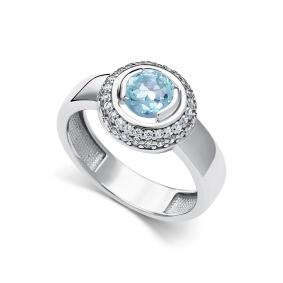 Серебряное кольцо АЛЬКОР 01-5157/00ТБ-00 с топазом и фианитом 01-5157/00ТБ-00 фото