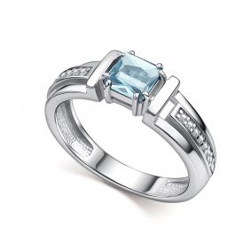 Серебряное кольцо АЛЬКОР 01-5158/00ТБ-00 с топазом и фианитом 01-5158/00ТБ-00 фото