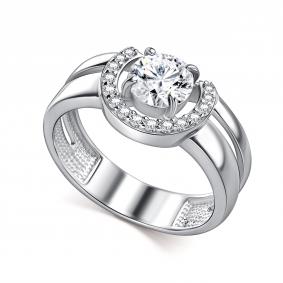Серебряное кольцо АЛЬКОР 01-5159/00ГХ-00 с фианитом и горным хрусталём 01-5159/00ГХ-00 фото