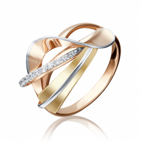 Кольцо из комбинированного золота Platina 01-5168-00-401-1113-48 с фианитом 01-5168-00-401-1113-48 фото