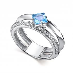 Серебряное кольцо АЛЬКОР 01-5169/00ТБ-00 с топазом и фианитом 01-5169/00ТБ-00 фото