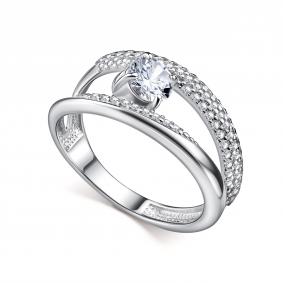 Серебряное кольцо АЛЬКОР 01-5174/00КЦ-00 с фианитом 01-5174/00КЦ-00 фото