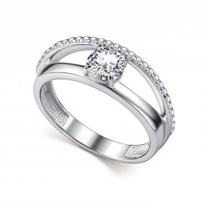 Серебряное кольцо АЛЬКОР 01-5175/00КЦ-00 с фианитом 01-5175/00КЦ-00 фото