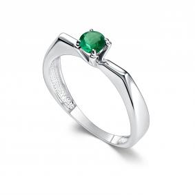 Серебряное кольцо АЛЬКОР 01-5184/000И-00 с изумрудом 01-5184/000И-00 фото