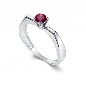 Серебряное кольцо АЛЬКОР 01-5184/000Р-00 с рубином 01-5184/000Р-00 фото