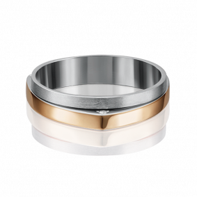 Обручальное кольцо из комбинированного золота Platina с бриллиантом 01-5185-00-101-1111-30 01-5185-00-101-1111-30 фото