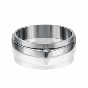 Обручальное кольцо из белого золота Platina с бриллиантом 01-5185-00-101-1120-30 01-5185-00-101-1120-30 фото