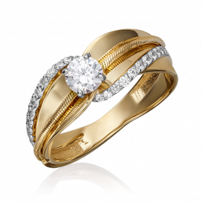 Кольцо из комбинированного золота Platina 01-5189-00-501-1121-67 с фианитом 01-5189-00-501-1121-67 фото