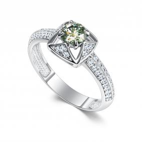 Серебряное кольцо АЛЬКОР 01-5189/002М-00 с фианитом и муассанитом 01-5189/002М-00 фото