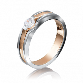 Кольцо из комбинированного золота Platina 01-5190-00-501-1111-38 с фианитом 01-5190-00-501-1111-38 фото