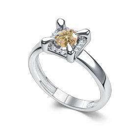 Серебряное кольцо АЛЬКОР 01-5190/001М-00 с фианитом и муассанитом 01-5190/001М-00 фото
